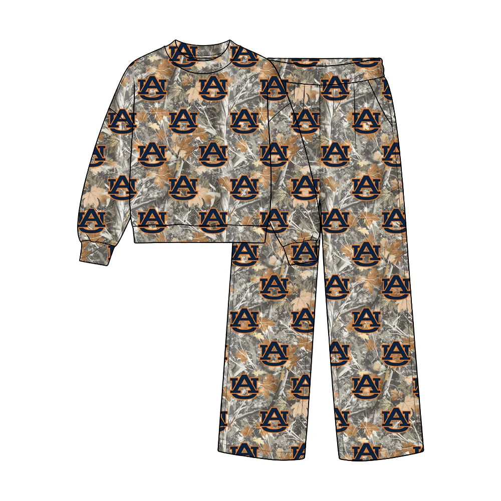 Custom Order Baby Boys Leaves Camo Auburn Top Pant Team Clothes Sets