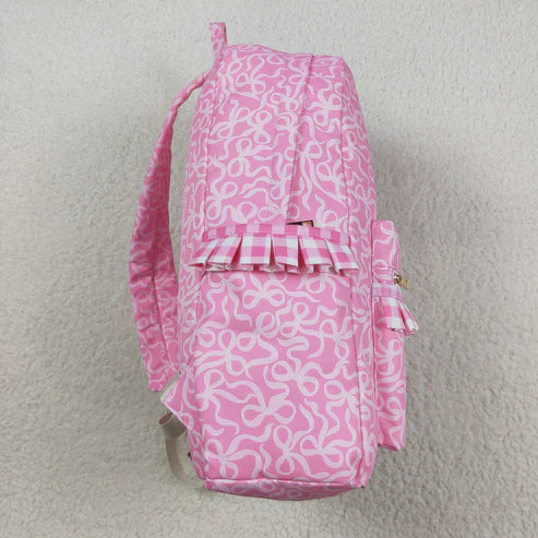 8.13 BA0308 Baby Girls Pink Bows Plaid Ruffle School Bags
