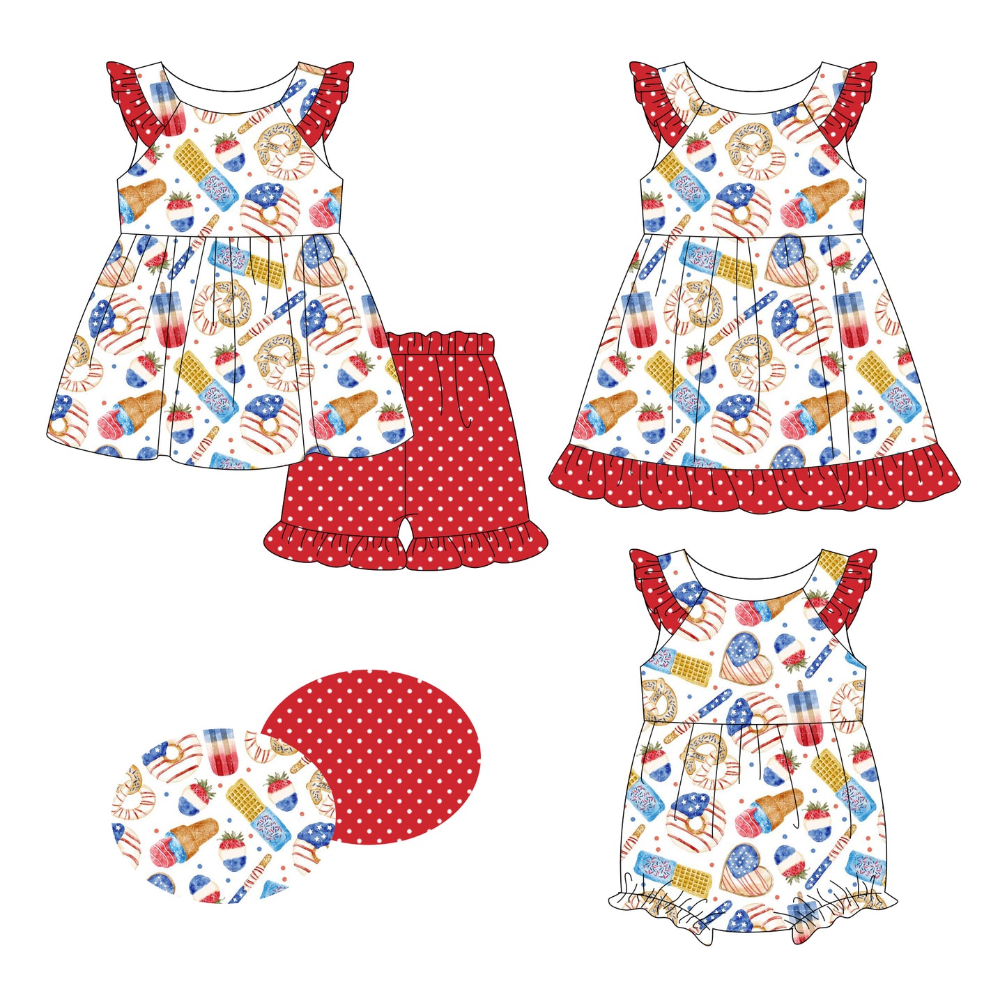 26.1.9 Custom MOQ:3 or 5 pcs each design milk silk Sibling baby girl clothes love short sleeve shorts sets and dress and romper