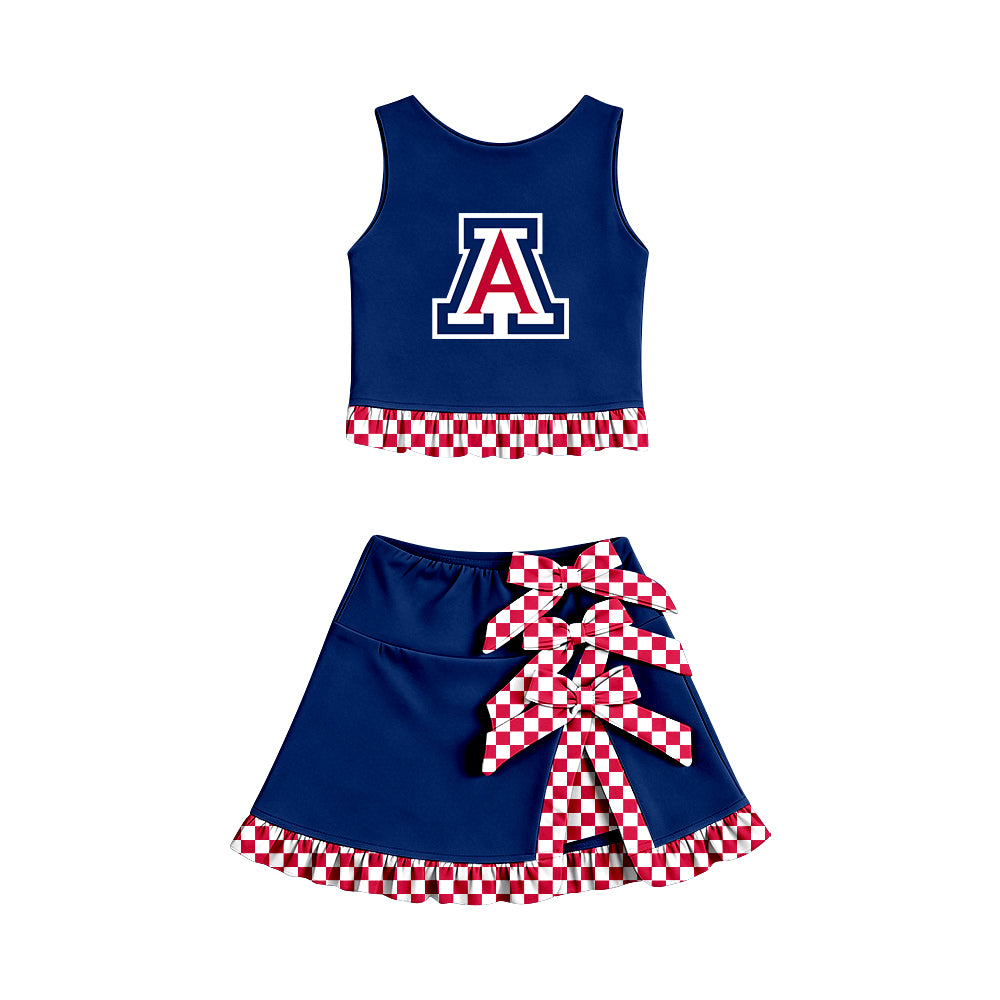 Custom Order Baby Girls Wildcats Vest Top Bows Skirt Short Team Clothes Sets