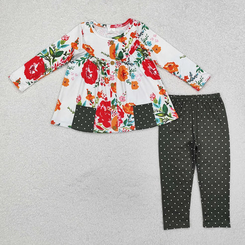 6.26 Sibling Baby Girls Fall Floral Pocket Tunic Legging Pants Clothing Sets