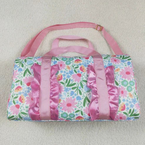 4.28 BA0290 Pink Ruffle Floral Print Gym Duffle Bag