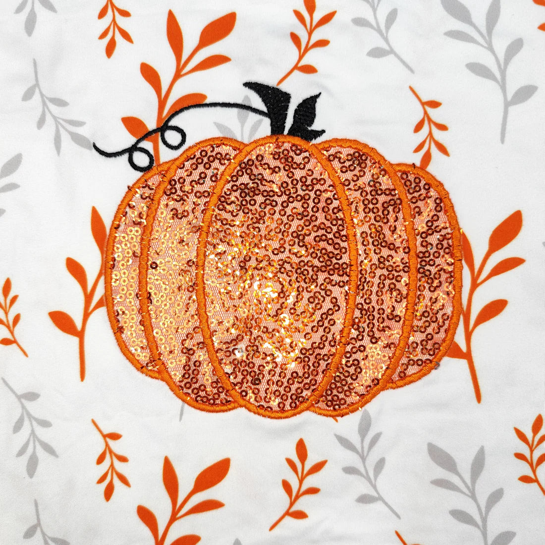 L-3.3 GSD1437 Baby Girls Pumpkin Shirt Sequin Skirts Clothes Set