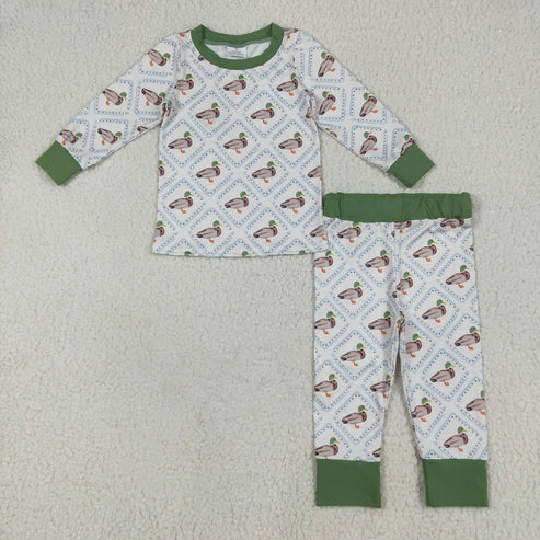 6.26 Sibling Baby Boys Long Sleeves Ducks Plaid Top Pant Set Zipper Rompers