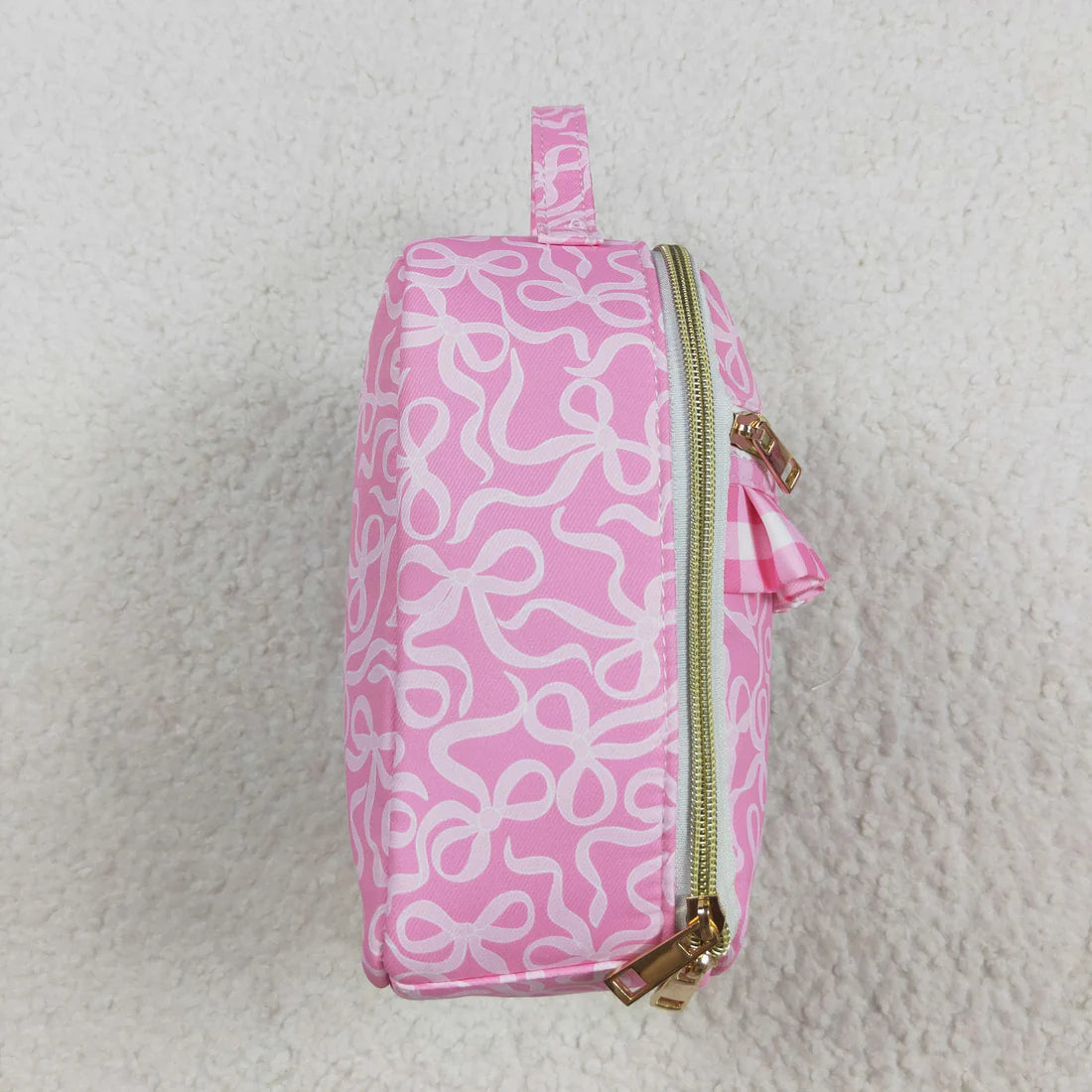 8.12 BA0310 Baby Girls Pink Bows Plaid Ruffle School Bags Lunch Boxes