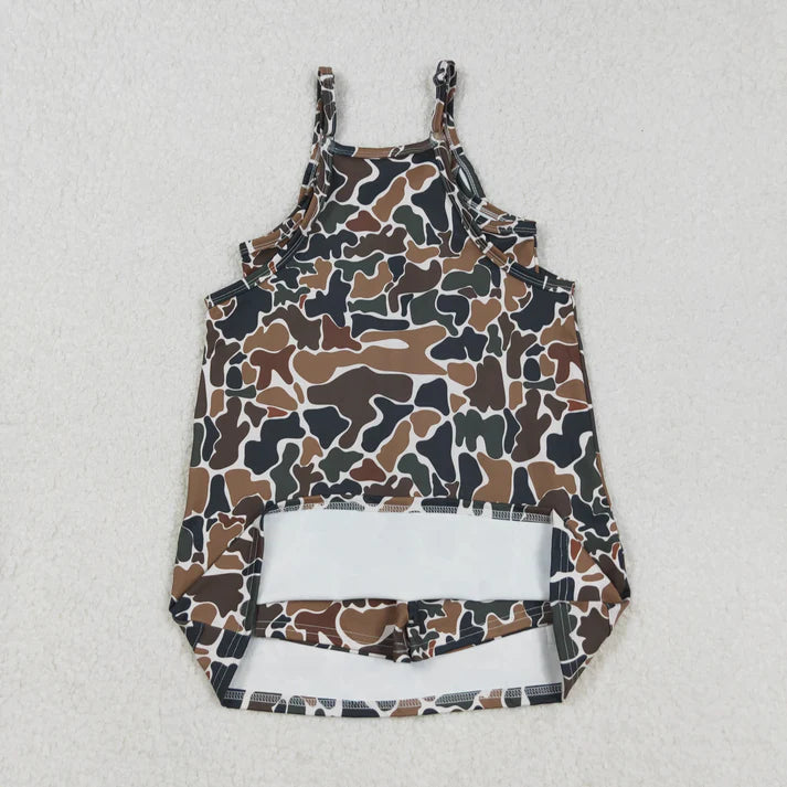 9.4 Sibling Baby Girls Straps Western Camo Shorts Yoga Active Dresses