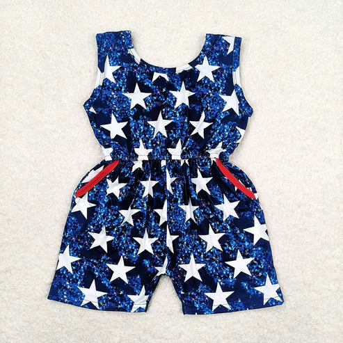 Sibling 4th Of July Baby Girls Summer Jumpsuits