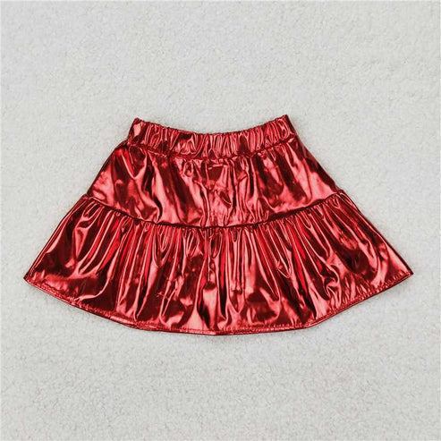 5.9 3 Colors Sibling Baby Girls Leather Metallic Skirts Bottoms