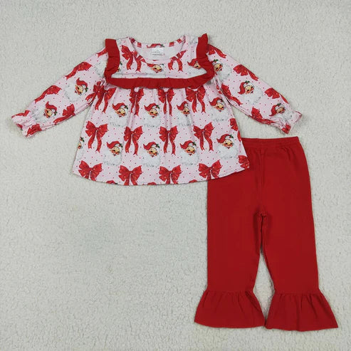 6.26 Sibling Baby Girls Christmas Red Santa Bows Rompers Dresses Outfits