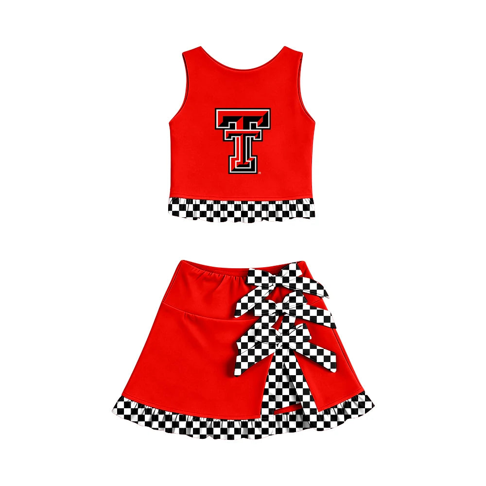 Custom Order Baby Girls Raiders TT Vest Top Bows Skirt Short Team Clothes Sets