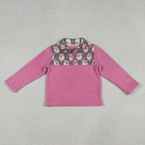 11.1 Sibling Baby Girls Pink Bows Plaid Leopard Santa Quatrefoil Zipper Pullover Sherpa Tops