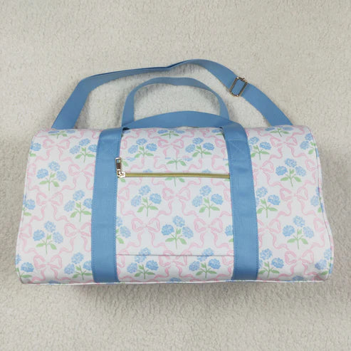 4.28 BA0294 Blue Ruffle Pink Bows Plaid Floral Gym Duffle Bag