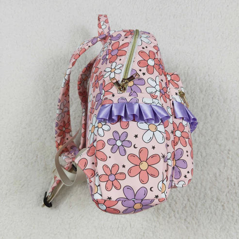 5.2 BA0240 Baby Kids Girls Pink Flowers Backpack Zip Back Bag