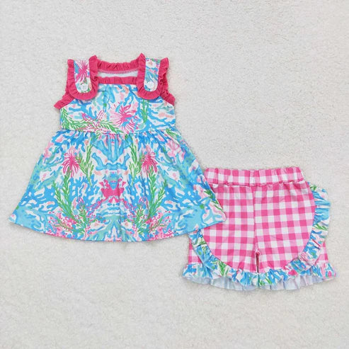 3.10 Sibling Baby Girls Summer Straps Tunic Top Ruffle Shorts Clothes Sets