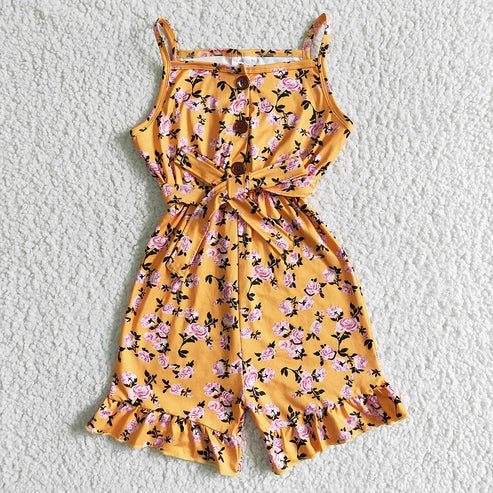 3.30 Sibling Baby Girls Summer Floral Straps Shorts Jumpsuits