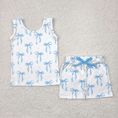 4.25 GSSO2478 Baby Girls Sleeveless Blue Bows Set