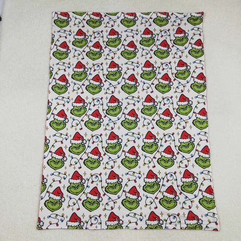 9.23 BL0222 Baby Kids Christmas Lights Green Face Plaid Blanket