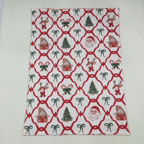 9.23 BL0219 Baby Kids Deer Santa Candy Cane Plaid Christmas Blanket