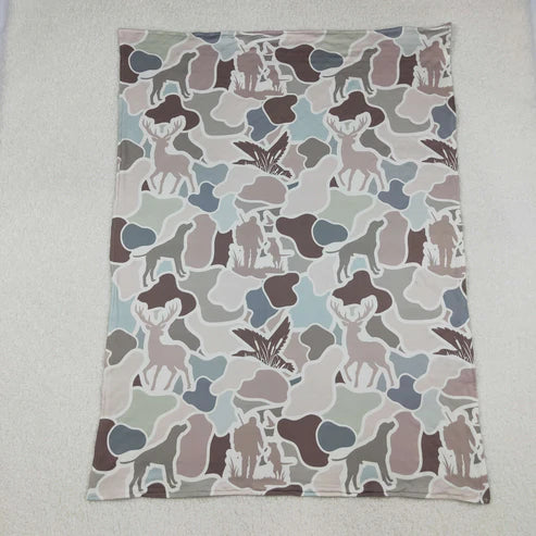 9.23 BL0212 Baby Kids Gray Deer Ducks Camo Western Hunting Blanket