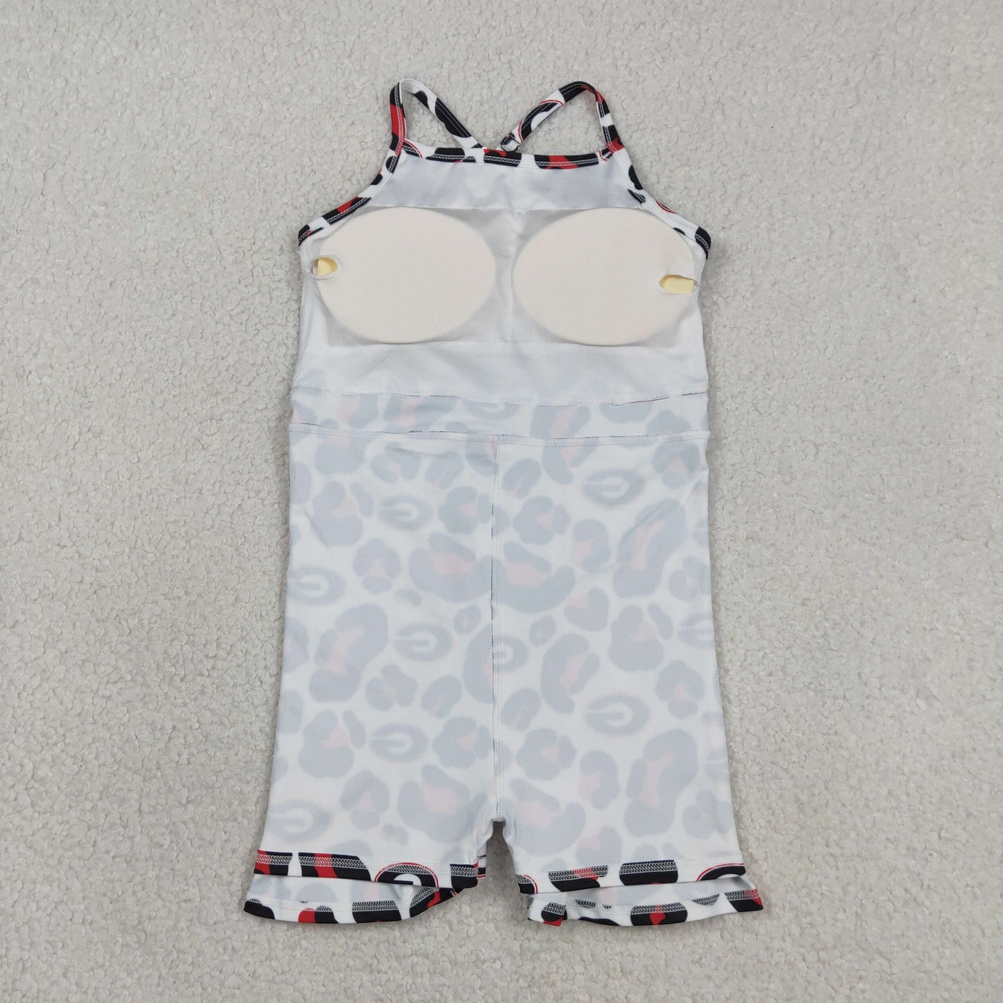 GSD3632 Kids Baby Girl Strap Black Red Leopard G Team Yoga Active Shorts Knee Length Dress