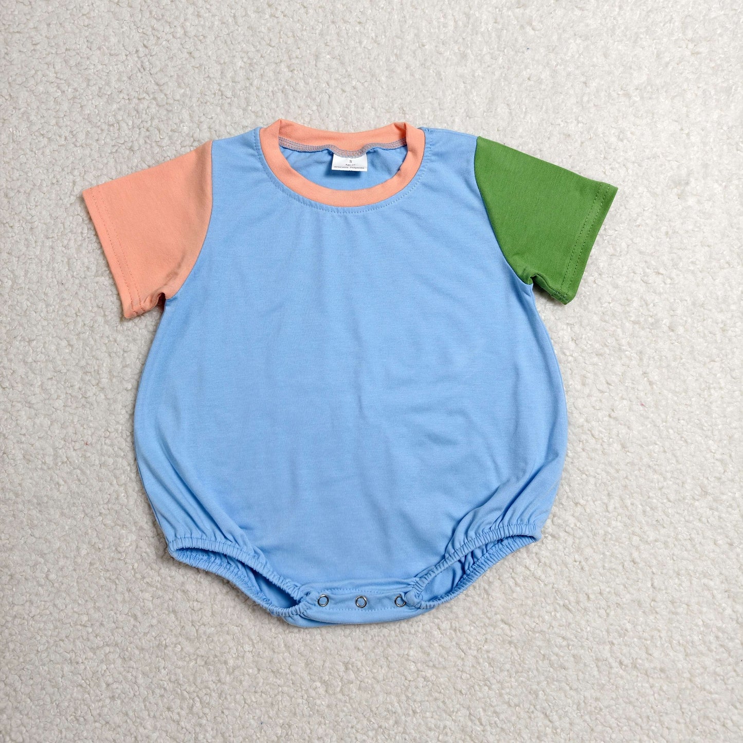 SR4268 Newborn Baby Kids Short Sleeve Patchwork Rompers