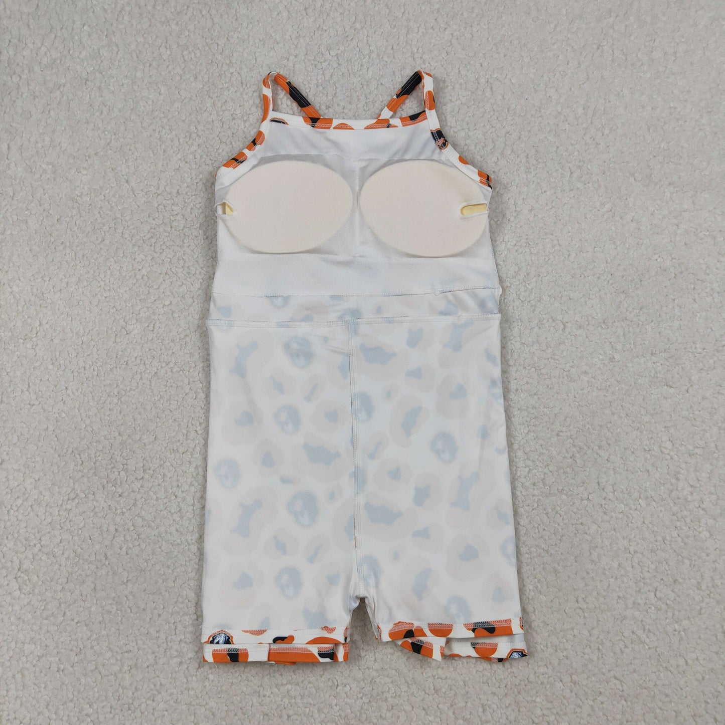 GSD3634 Kids Baby Girl Strap Orange Leopard Vols Team Yoga Active Shorts Knee Length Dress