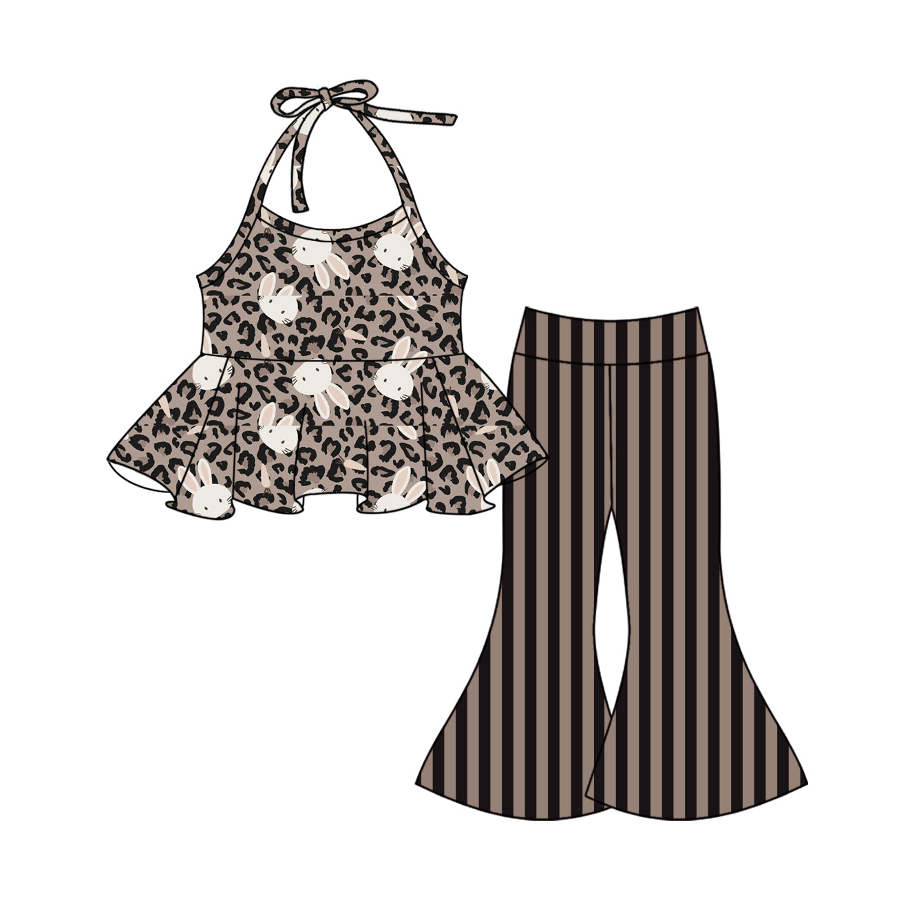 26.1.5 Custom MOQ:3 or 5 pcs each design milk silk Sibling baby girl clothes suspender pants sets 2
