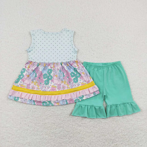 5.3 Sibling Baby Girls Floral Ruffle Tunic Shorts Clothes Sets