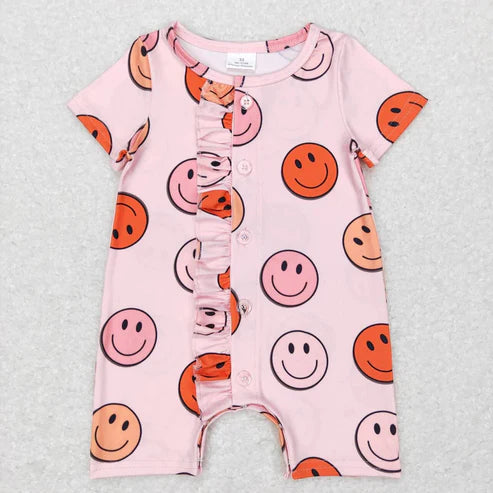 4.19 Sibling Baby Girls Ruffle Western Short Sleeve Rompers
