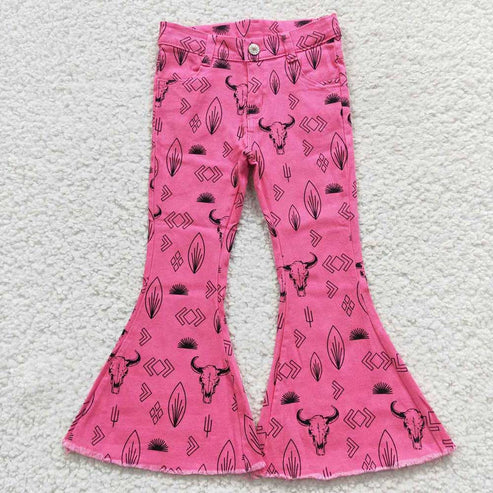 Sibling Baby Girls Western Cowgirls Bell Flare Denim Pants