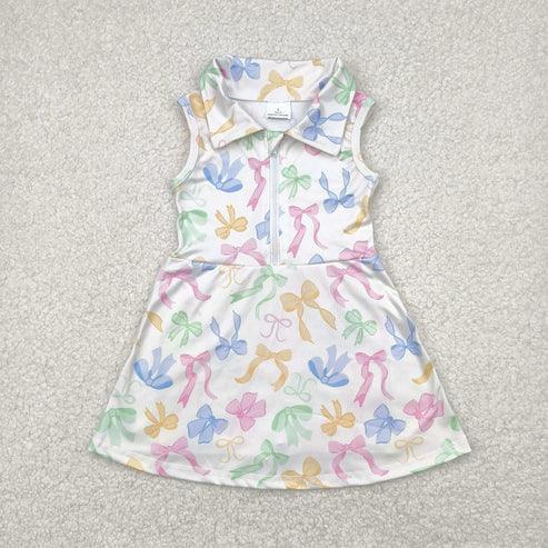 4.30 Sibling Baby Girls Colorful Bows Yoga Active Wear Skort Knee Length Dresses