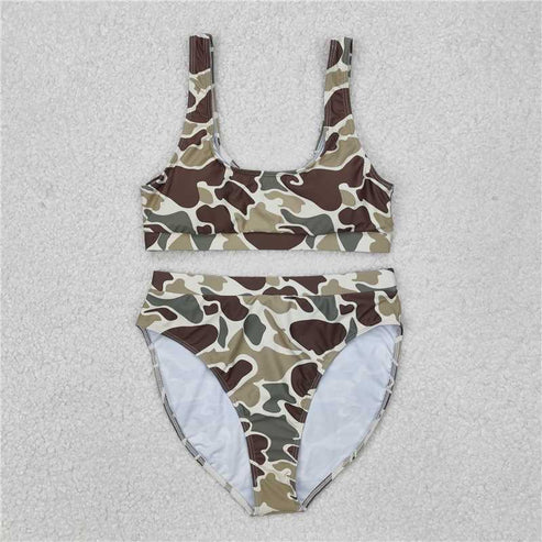 4.14 5 Colors Adult Women Camouflage Top Bottom 2pcs Bikini Swimsuits Sets