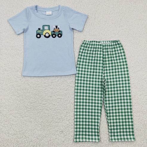 5.3 Sibling Baby Boys Embroidery Hunting Short Sleeve Shirt Pants Clothes Sets