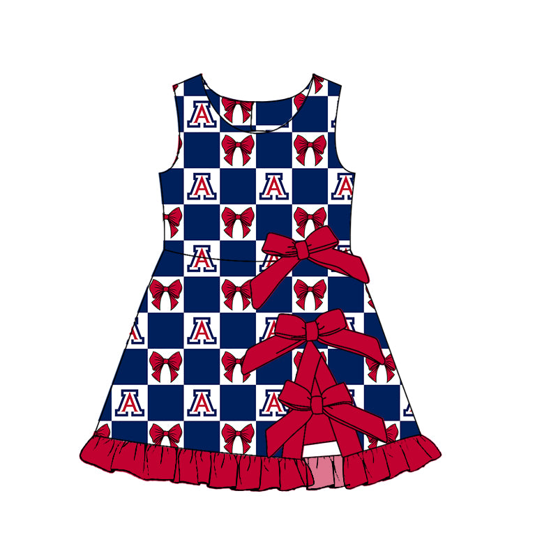 Custom Order Baby Girls Bows Wildcats Team Short Knee Length Dress