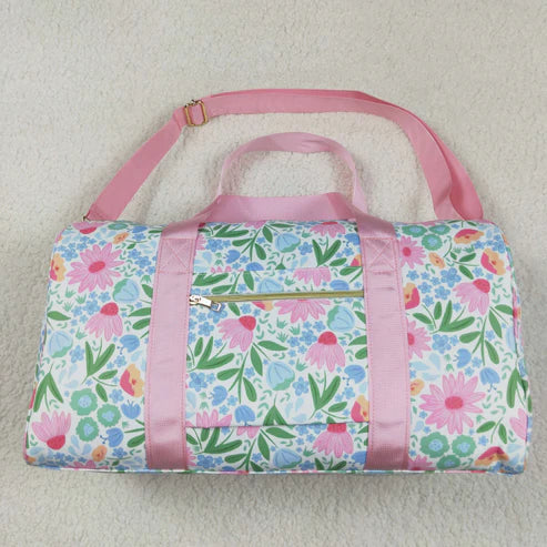 4.28 BA0290 Pink Ruffle Floral Print Gym Duffle Bag