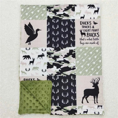 3.10 Sibling Baby Kids Children Hunting Deers Ducks Minky Blankets