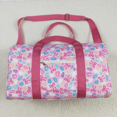 8.13 BA0320 Pink Leopard Bows Gym Bags