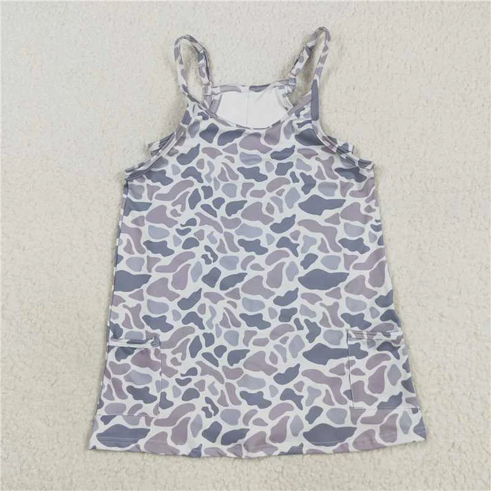 9.4 Sibling Baby Girls Straps Western Camo Shorts Yoga Active Dresses