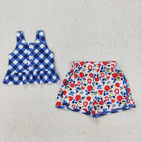 4.19 Sibling Baby Girls Summer Straps Top Shorts Clothes Sets