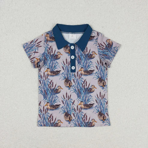 3.19 Sibling Baby Boys Ducks Hunting Short Sleeve Buttons Pullovers Shirts Tops