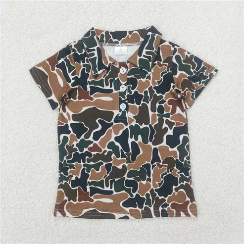 4.14 Sibling Baby Boys Short Sleeves Button Camouflage Polo Shirts Tops