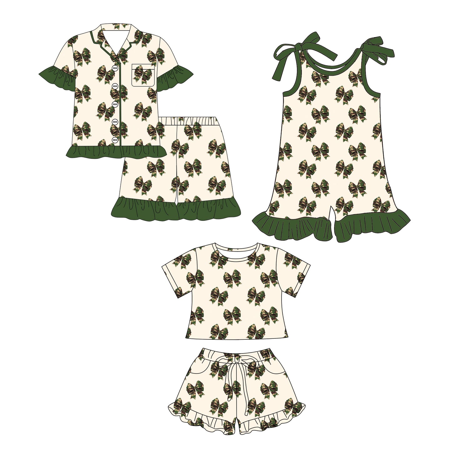 26.1.3 Custom MOQ:3 or 5 pcs each design milk silk Sibling baby girl clothes bow short sleeve shorts sets 2 and jumpsuit