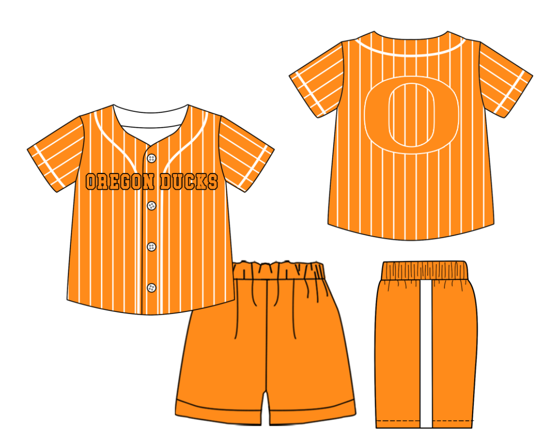 Custom Milk Silk Order MOQ:3 or 5 pcs Each Design Team State Kids Summer Orange Short Sleeve Shorts Sets-26.1.21