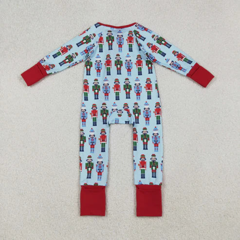 9.24 LR2599 Baby Boys Colorful Soldiers Plaid Zipper Footie Romper