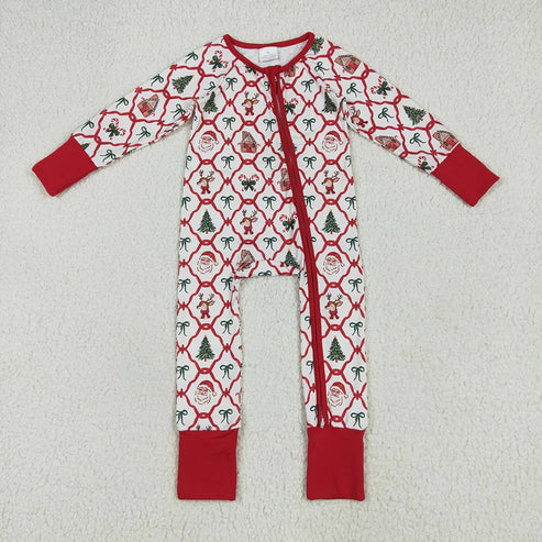 6.26 Sibling Boys Baby Girls Holiday Zipper Footie Rompers