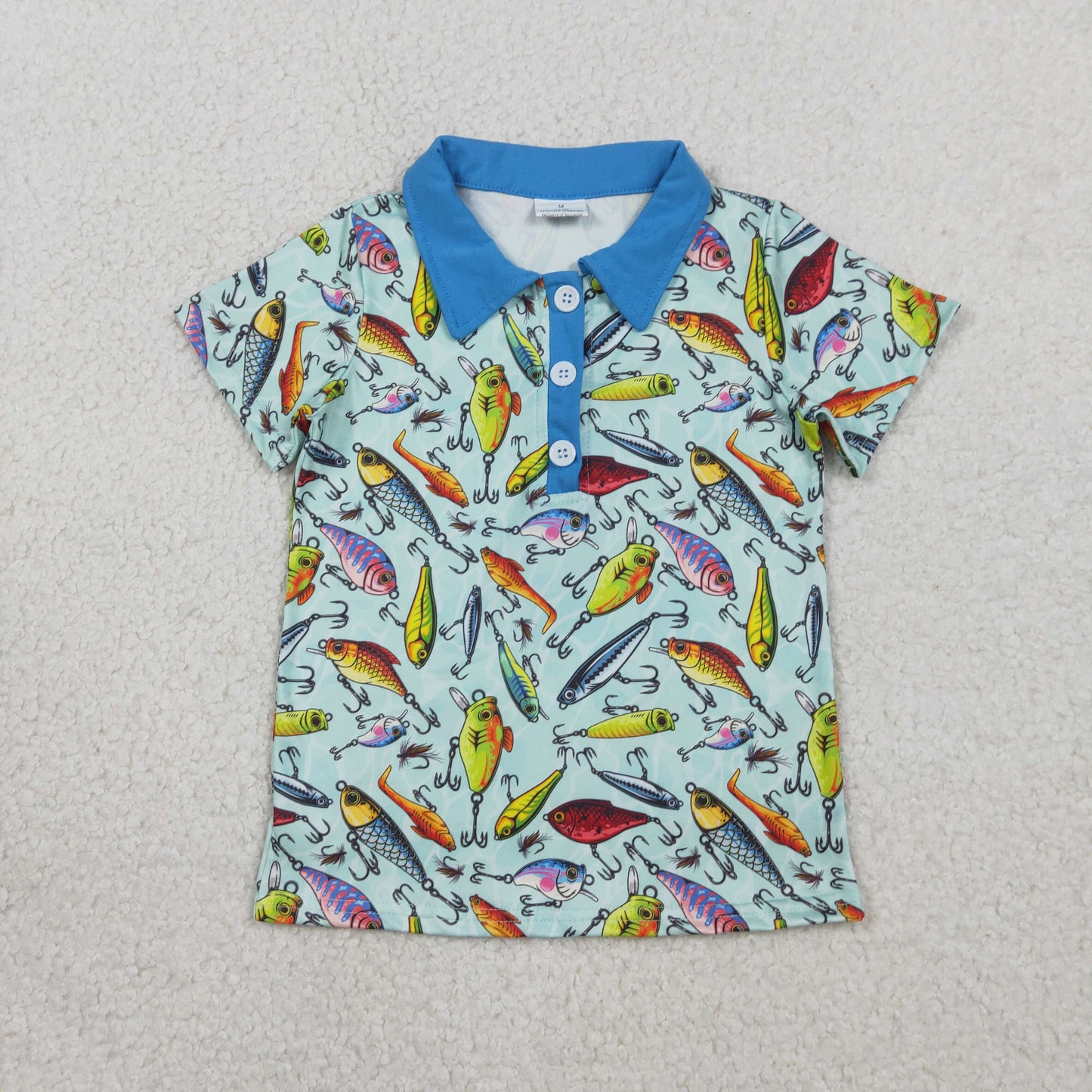 BT1661 Kids Baby Boy Short Sleeve Fishing Hunting Button Polo Shirts Top
