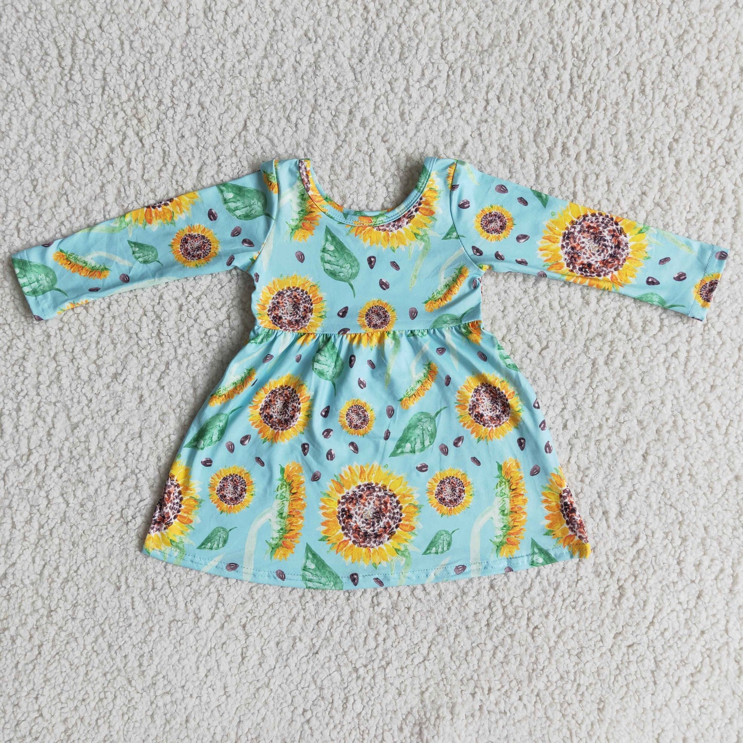 12.8 6 A1-13 girl winter sunflower long sleeve dress-promotion