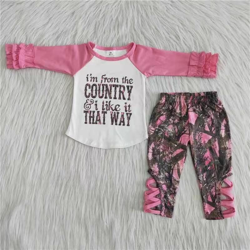 9.5 rts no moq 6 A10-12 2pcs pink match girl's outfit