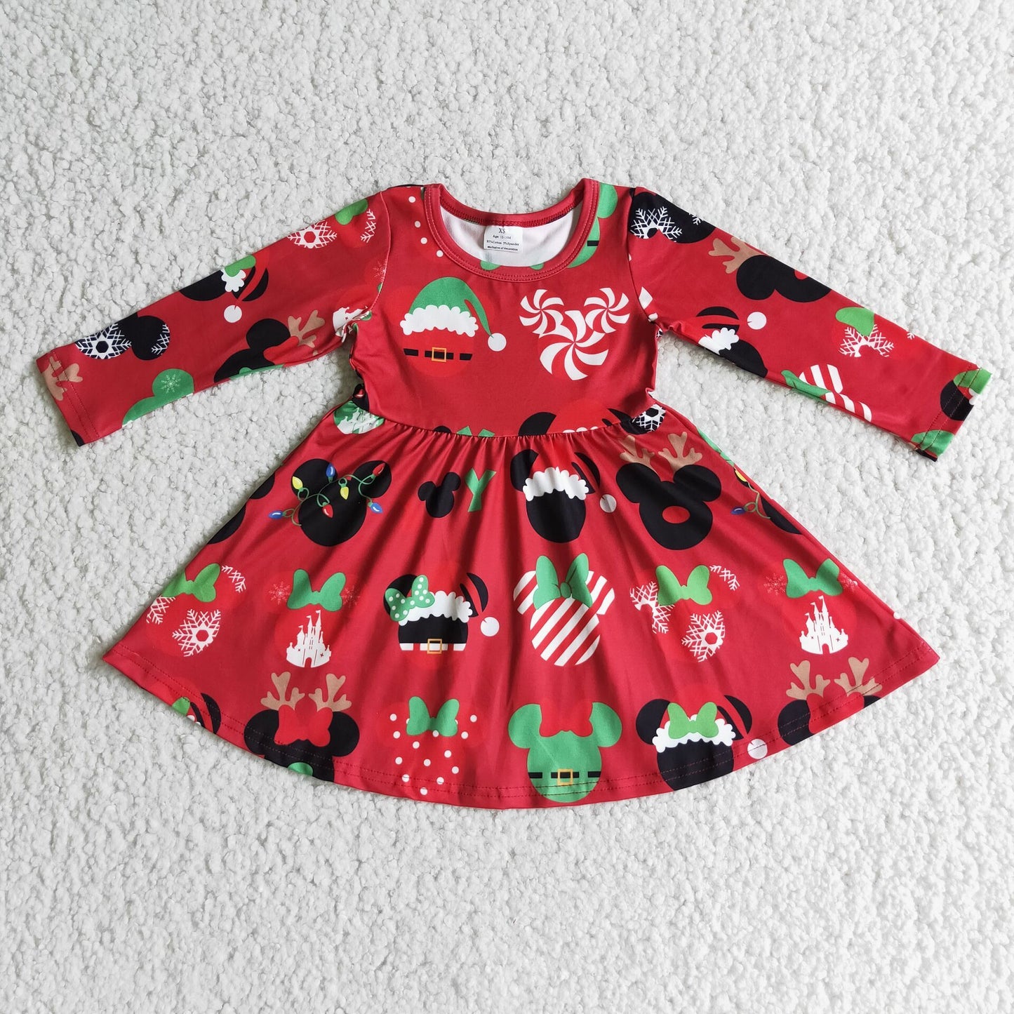 10.18 6 A11-4 baby christmas clothing long sleeve cartoon print kids dresses for girls milk silk