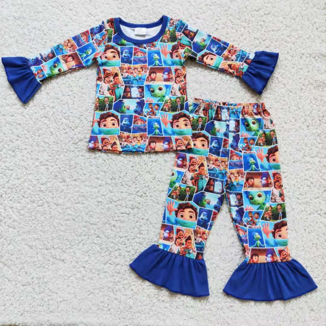 9.5 RTS NO MOQ ETA 5/7days arrived 6 A17-19 2pcs cartoon long sleeve match girl's pjs outfits